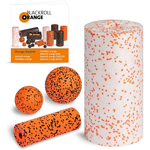 Blackroll Orange Starter Set, mit der Faszienrolle MED, alles für den softeren Einstieg ins Faszientraining, inkl. Übungsbooklet